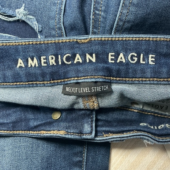 American Eagle Outfitters Dark Blue Distressed Skinny Jeans - Picture 9 of 13